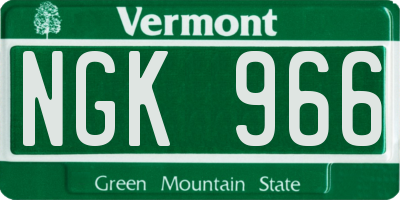 VT license plate NGK966