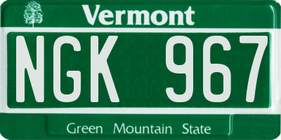 VT license plate NGK967