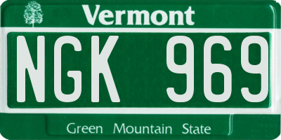 VT license plate NGK969