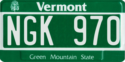VT license plate NGK970