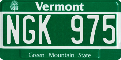 VT license plate NGK975