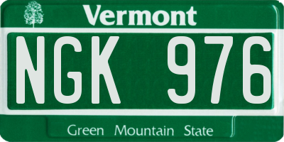 VT license plate NGK976