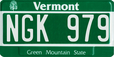 VT license plate NGK979