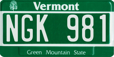 VT license plate NGK981