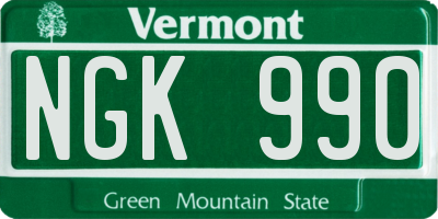 VT license plate NGK990