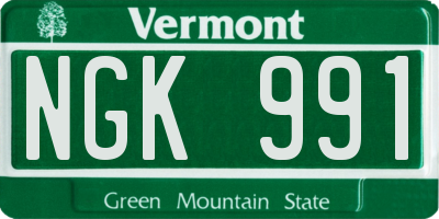 VT license plate NGK991