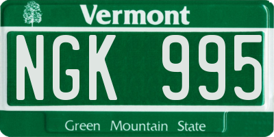 VT license plate NGK995