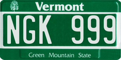 VT license plate NGK999