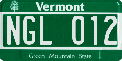 VT license plate NGL012