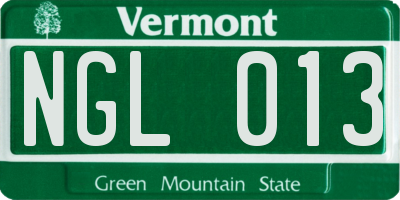 VT license plate NGL013