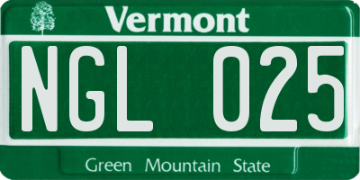VT license plate NGL025