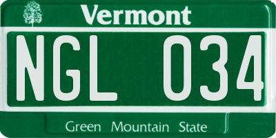 VT license plate NGL034