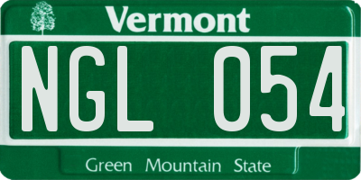 VT license plate NGL054