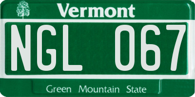 VT license plate NGL067