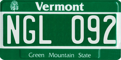 VT license plate NGL092