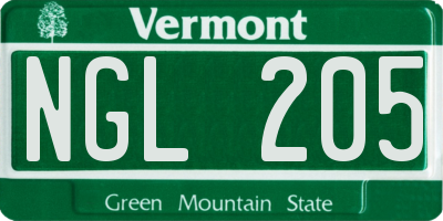 VT license plate NGL205