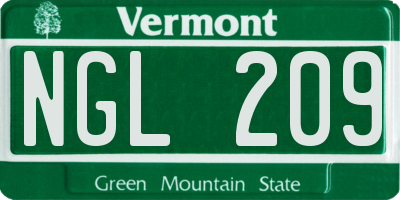 VT license plate NGL209