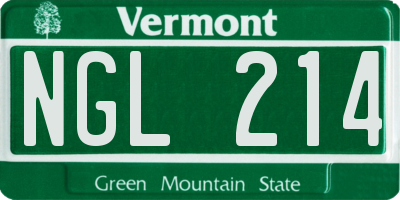 VT license plate NGL214