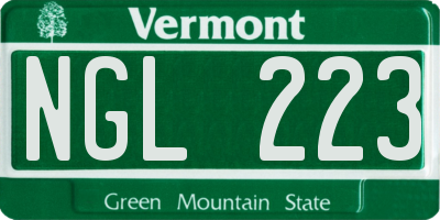 VT license plate NGL223