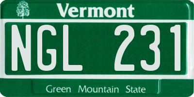 VT license plate NGL231