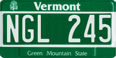 VT license plate NGL245
