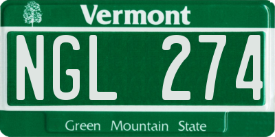 VT license plate NGL274