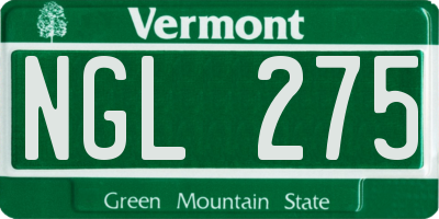 VT license plate NGL275