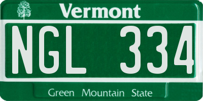 VT license plate NGL334