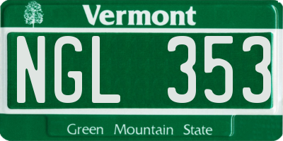 VT license plate NGL353