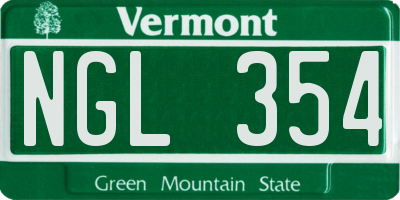 VT license plate NGL354