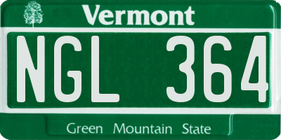 VT license plate NGL364