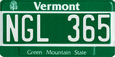 VT license plate NGL365