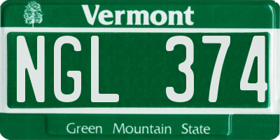 VT license plate NGL374