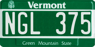 VT license plate NGL375