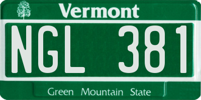 VT license plate NGL381