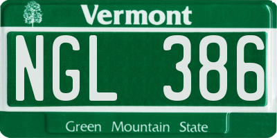 VT license plate NGL386