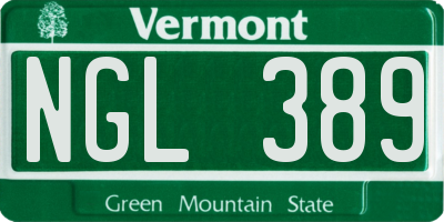 VT license plate NGL389