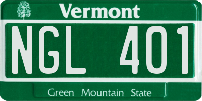 VT license plate NGL401