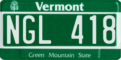 VT license plate NGL418