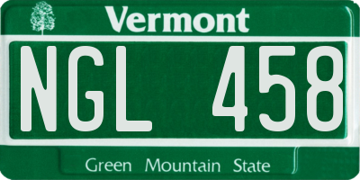 VT license plate NGL458