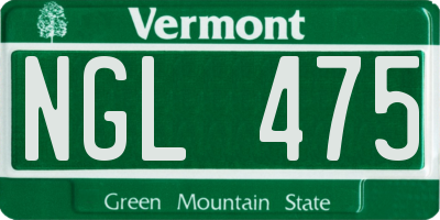 VT license plate NGL475