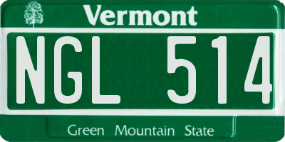 VT license plate NGL514