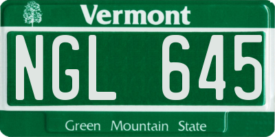 VT license plate NGL645