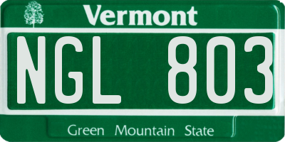VT license plate NGL803