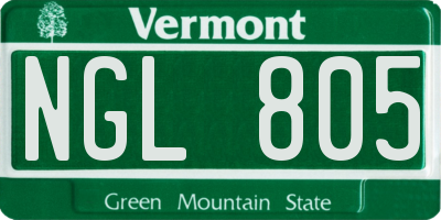 VT license plate NGL805