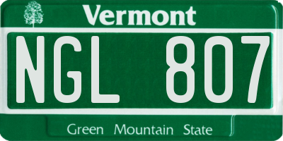 VT license plate NGL807