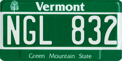 VT license plate NGL832