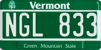 VT license plate NGL833