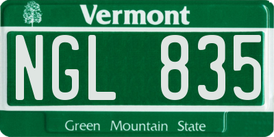 VT license plate NGL835
