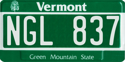 VT license plate NGL837
